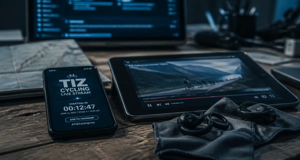 tiz cycling live stream sur smartphone, compte à rebours et lecture vidéo