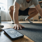 30 min de sport par jour : tapis, baskets et minuteur sur smartphone