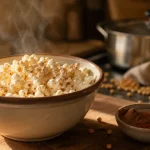 Calories 100g pop corn nature, bol de pop-corn nature sur planche bois