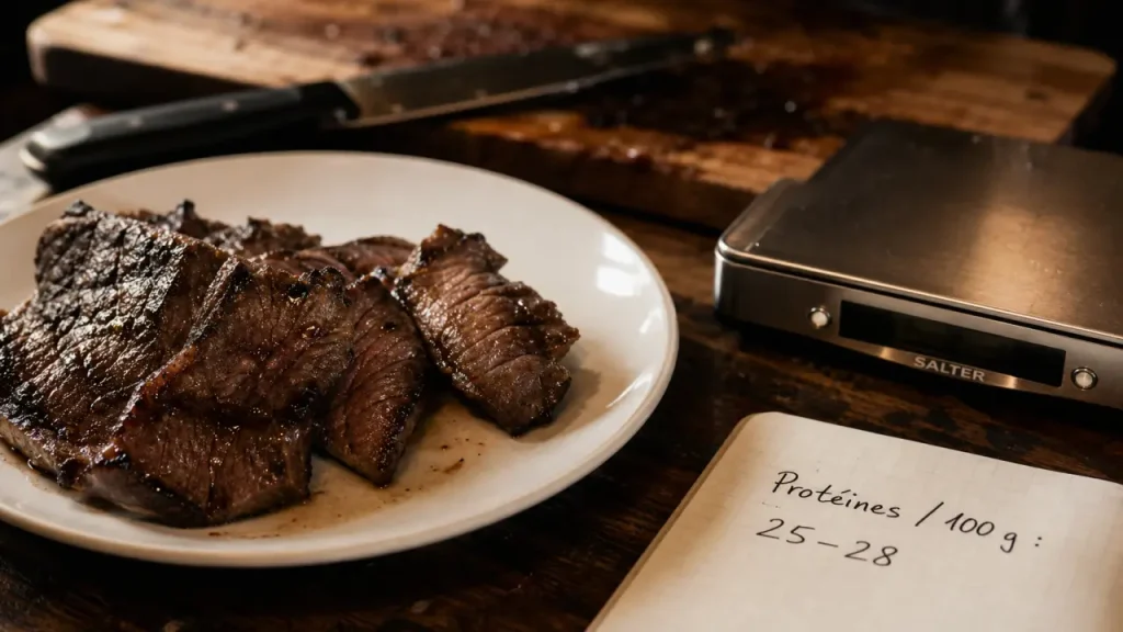 Combien de proteine dans 100g de viande rouge : 20–32 g de protéines