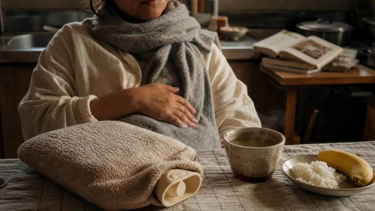 Bouillotte tiède et tisane pour crampe estomac que faire (douleur, brûlure, ballonnement)