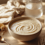 Crème de riz nutrimuscle 1,7 kg : bol de crème, banane et cuillère