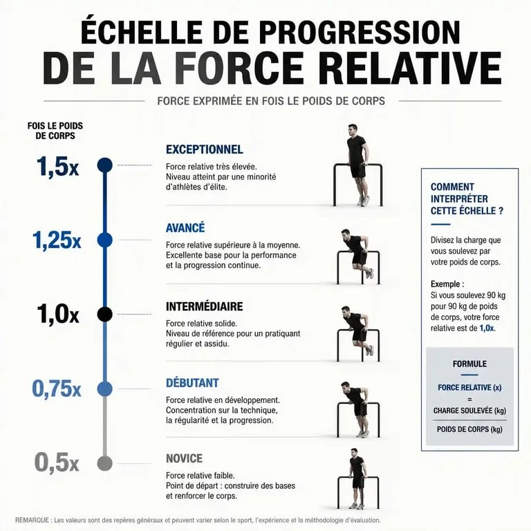 Tableau des niveaux de force relative pour le 1 repetition maximum