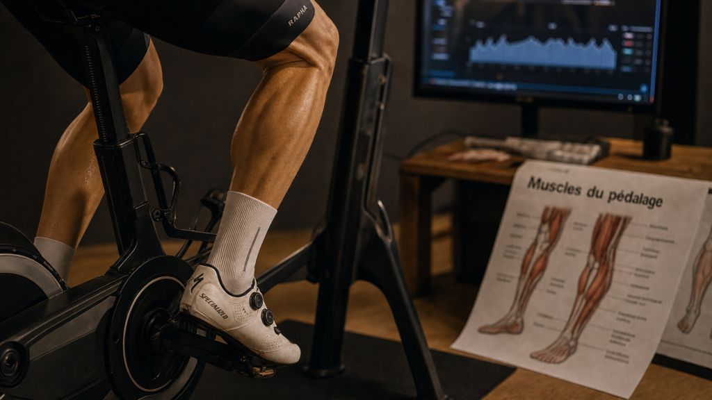 muscle velo : cuisses et jambes en pédalage sur vélo d’appartement