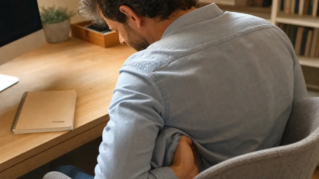 Point dans le milieu du dos : douleur dorsalgie, contracture.