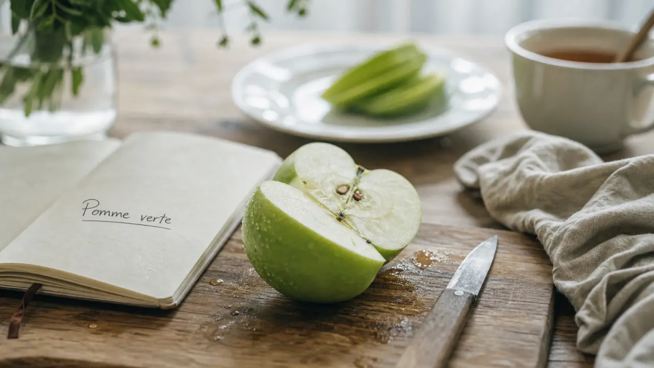 Pomme verte bienfait : photo pomme Granny Smith verte en gros plan