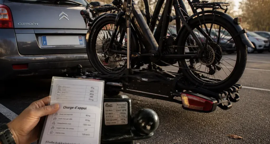 Porte vélos electrique sur attelage : charge d’appui max, 2 e-bikes