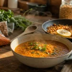 Pourquoi manger des légumineuses : soupe de lentilles corail et pois chiches
