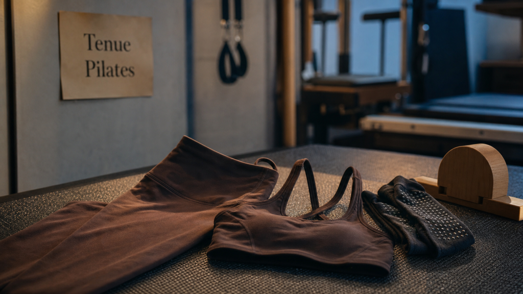 Tenue pour pilates : legging taille haute qui reste en place sur tapis