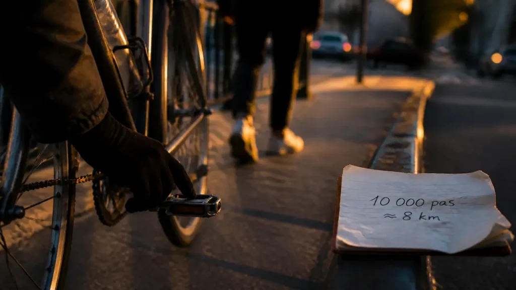 Équivalence vélo marche à pied : 10 000 pas ≈ 8 km