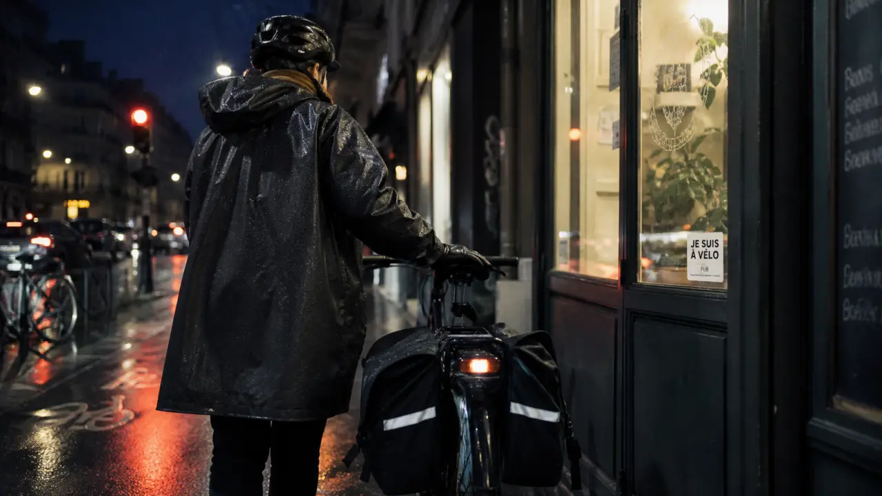 Je suis à vélo : velotaf sous la pluie, vélo urbain visible
