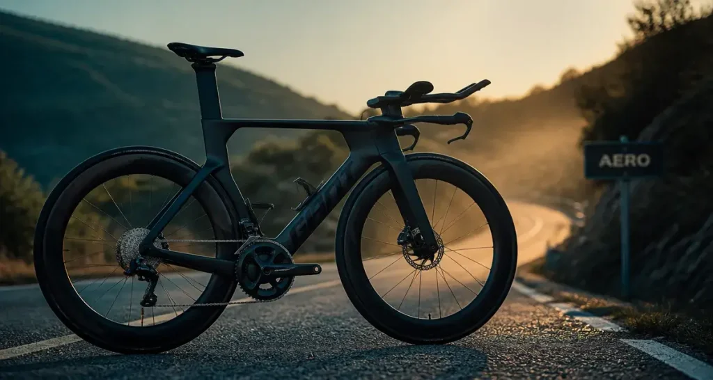 Velo aero carbone en montée, vitesse et confort