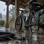 Accessoires pour cyclistes : éclairage, sacoche, gants et multi-outil sur vélo