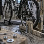diy home trainer : roue avant du vélo immobilisée avant de pédaler