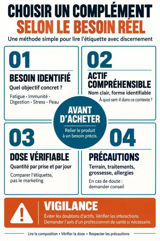 Quel complément alimentaire choisir selon son besoin, sa dose et ses précautions