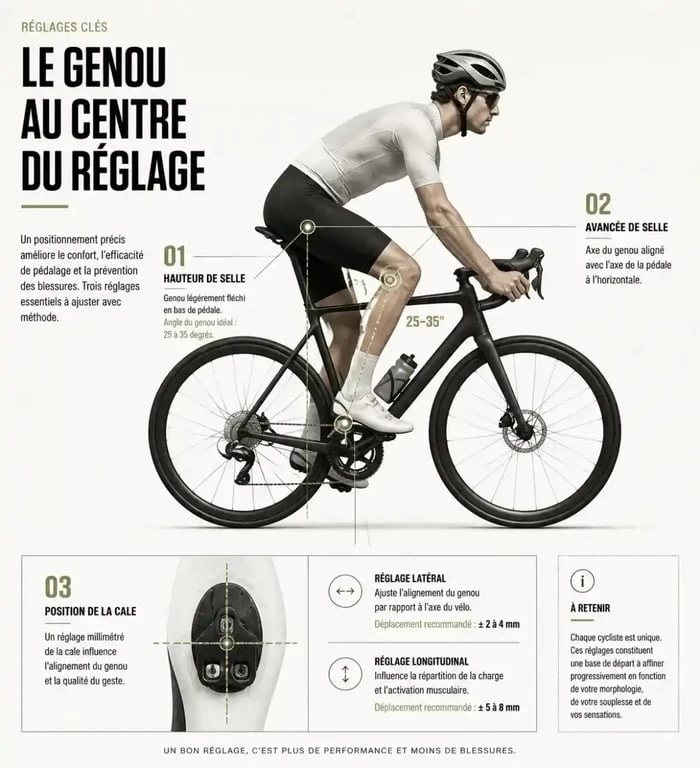 Réglages du vélo à ajuster pour éviter les douleurs de genou