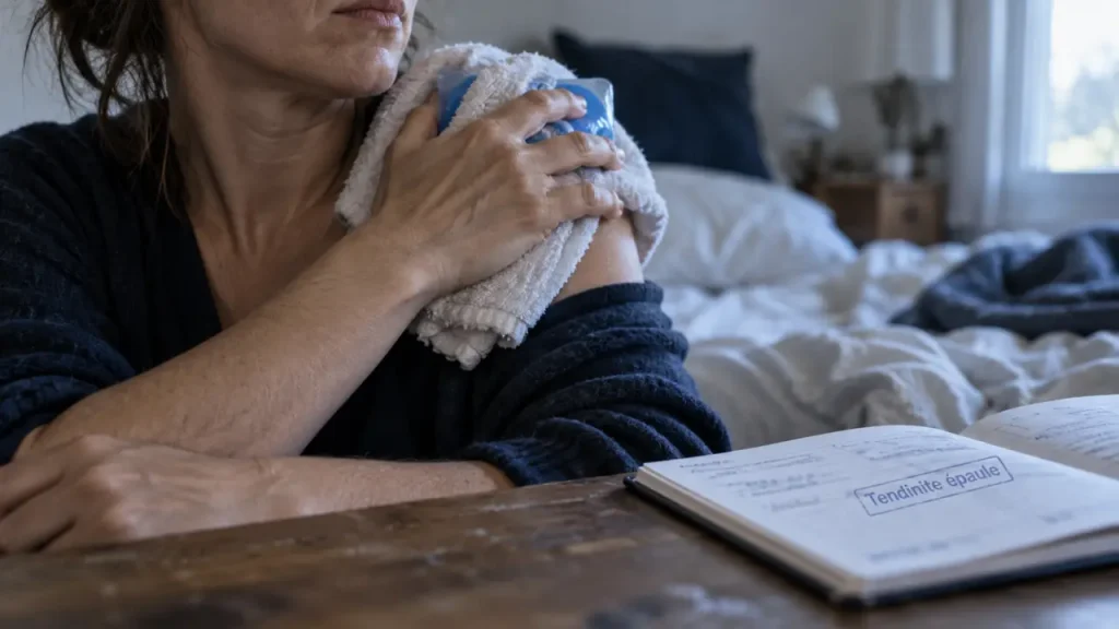 Position pour soulager tendinite épaule : glace sur l’épaule, dormir sans douleur nocturne