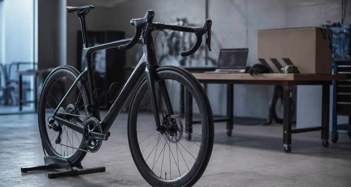 Vélo de route Canyon en carbone, roues à disque, atelier