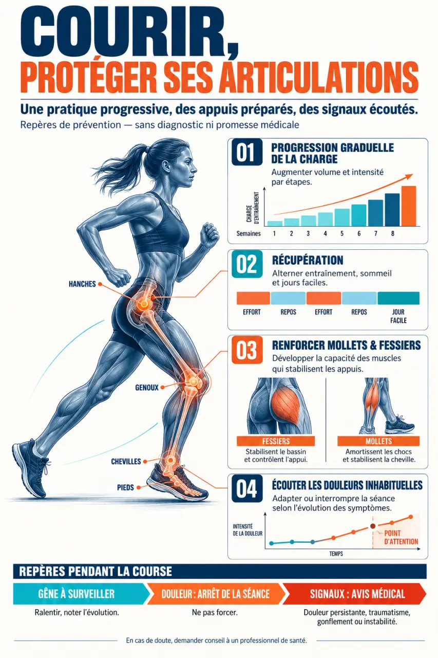 Infographie pour prévenir les blessures articulaires grâce à la course à pied