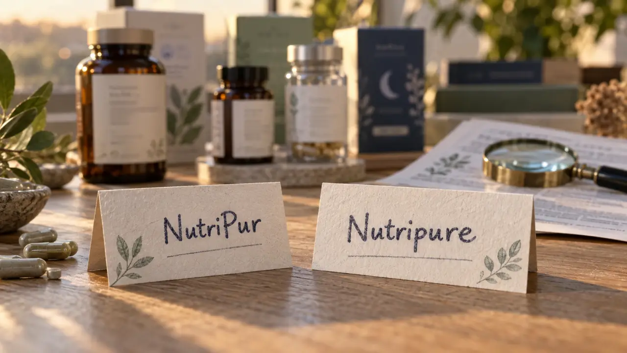NutriPur et Nutripure : boîtes et flacons de compléments sur table